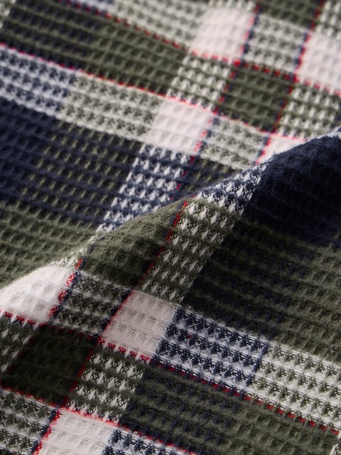 Plaid Olive Men Textured Shirts