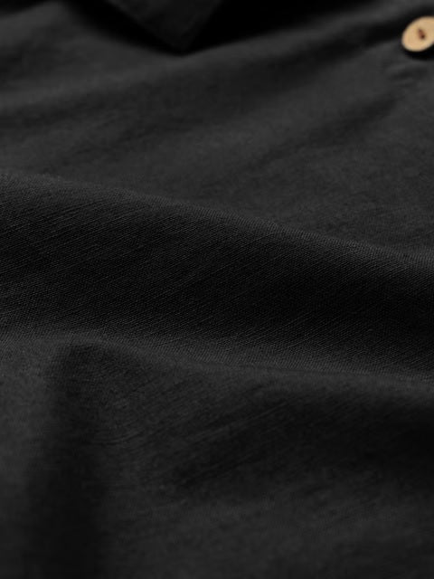 Cotton Linen Black Women Shirts