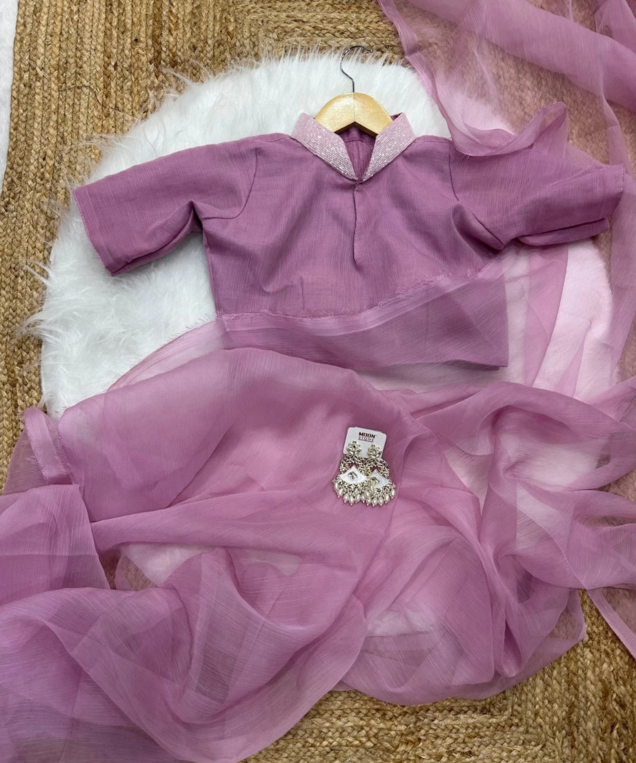 Fancy Soft Pure Chiffon Pink Beautiful Saree With Blouse