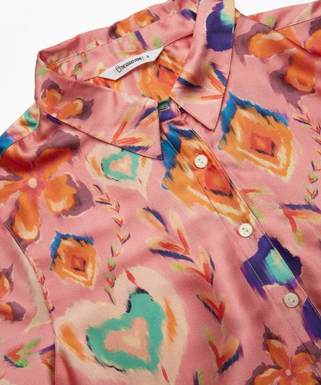 Satin Floral Ink Women Shirts