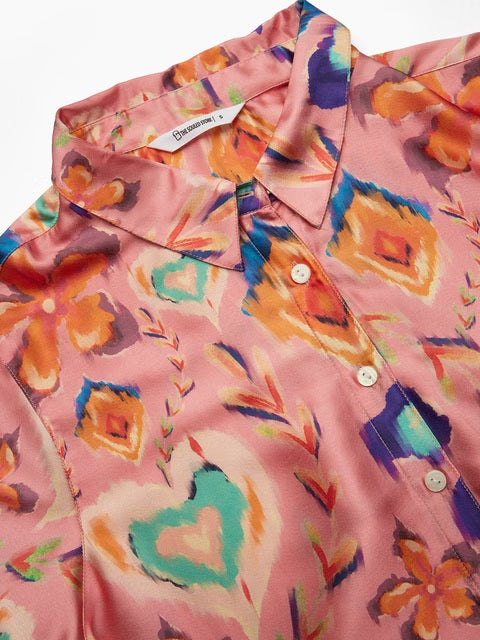 Satin Floral Ink Women Shirts