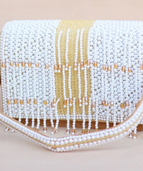 Pearl And Beads Work Clutch