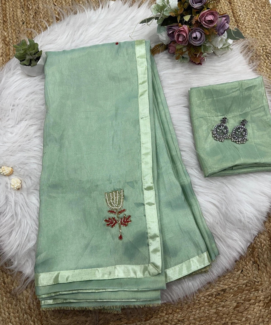 Soft Tissu Silk Beautiful Ethnic Saree, Wedding Wear Sari With Blouse