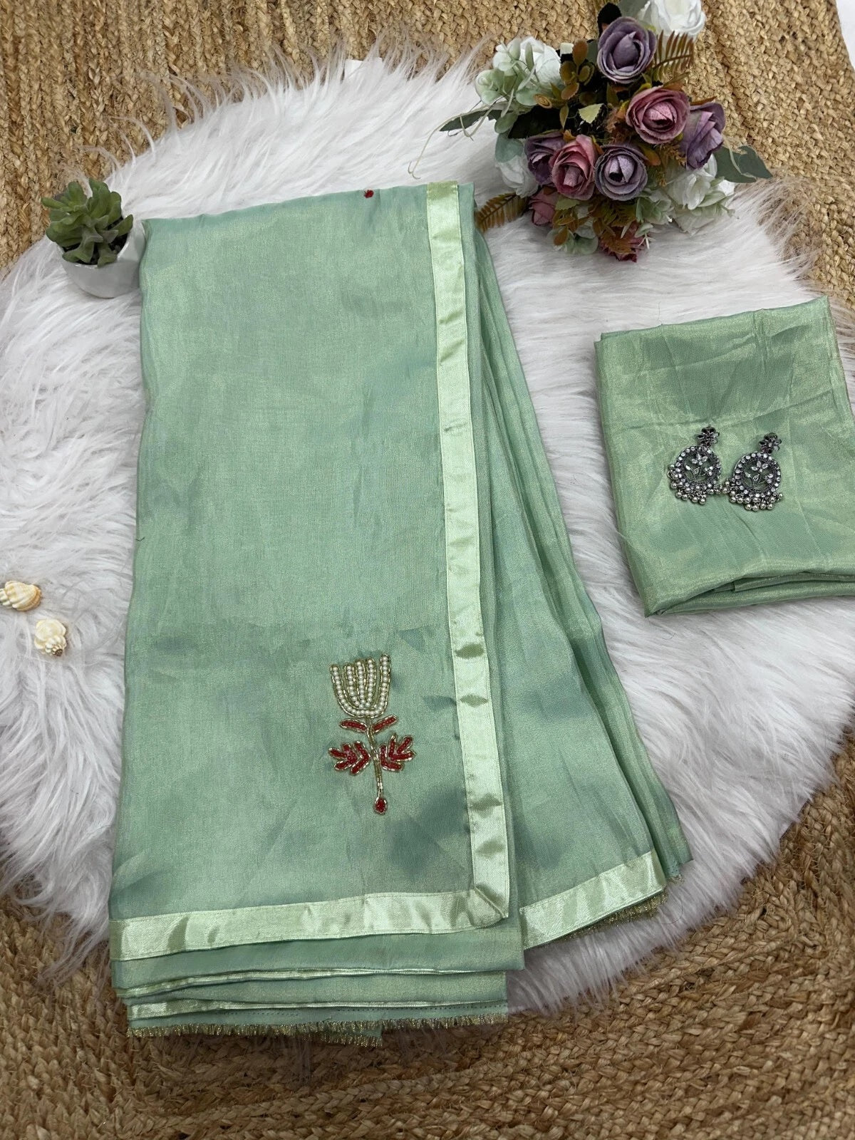 Soft Tissu Silk Beautiful Ethnic Saree, Wedding Wear Sari With Blouse