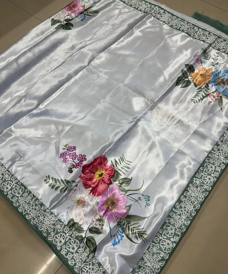 Women's Party Stylish Ultra Satin Silk Saree,Festival Wedding Sari Blouse