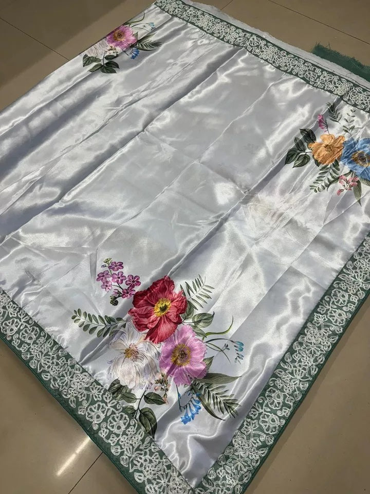 Women's Party Stylish Ultra Satin Silk Saree,Festival Wedding Sari Blouse