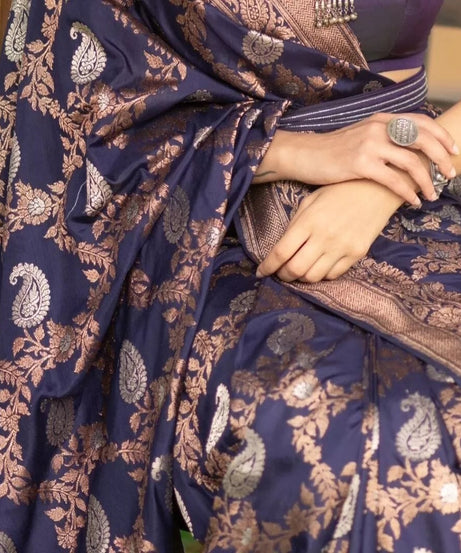 Classic Wear Soft Lichi Silk Saree,Party Wedding Indian Sari With Blouse