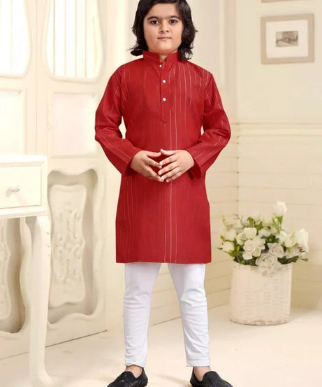 Designer Wedding Wear Pure Cotton Kurta Pajama Set For Kid's & Boy's