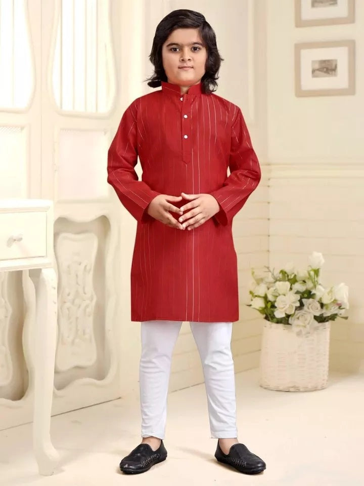 Designer Wedding Wear Pure Cotton Kurta Pajama Set For Kid's & Boy's