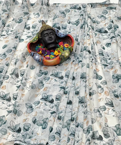 Premium Georgette With Fancy Lace Border Work Read To Wear Sari With Blouse