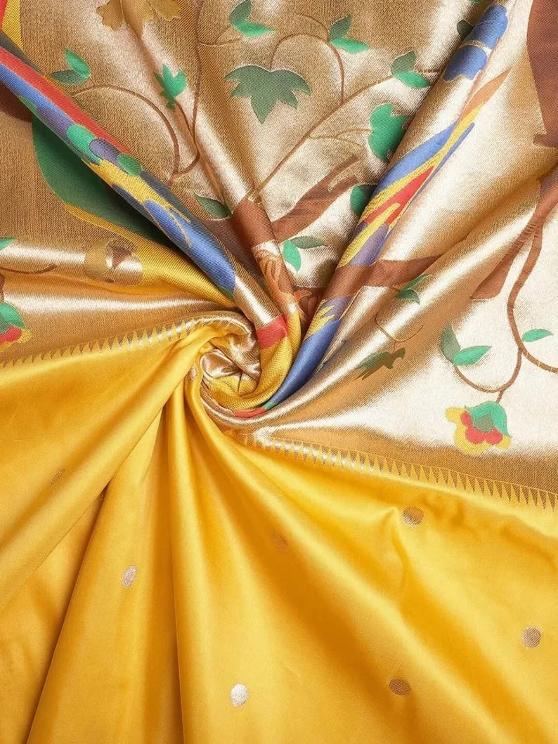 Pure Soft Kanchivaram Paithani Silk Saree With Blouse