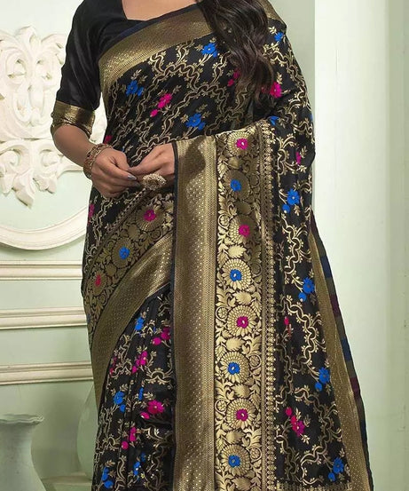 Classic Banarasi Soft Silk Wedding Sari & Blouse