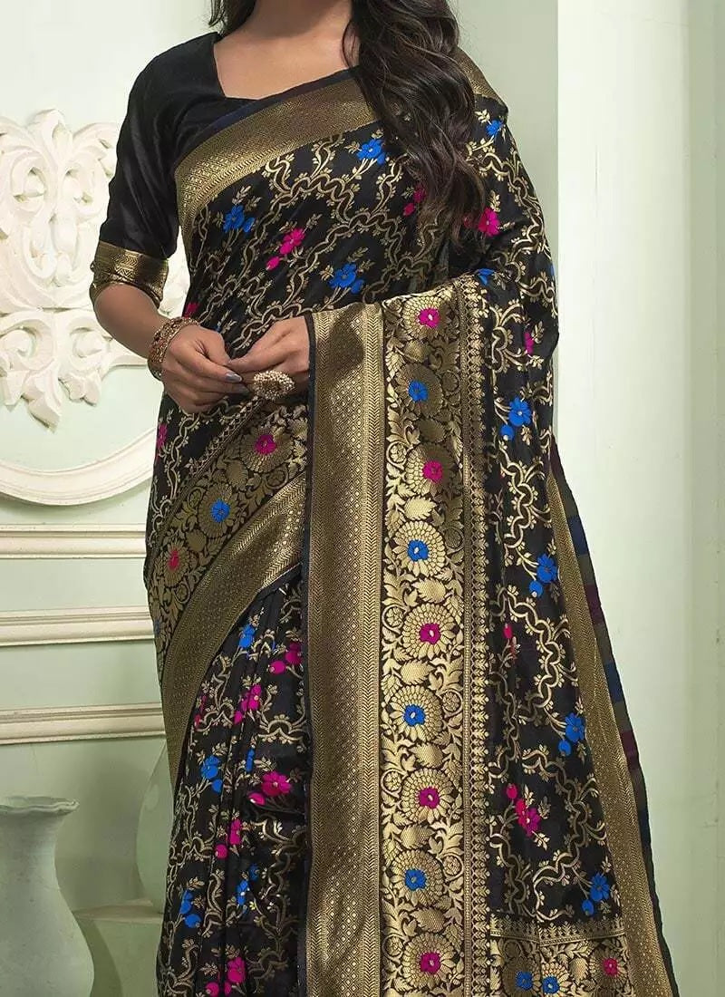 Classic Banarasi Soft Silk Wedding Sari & Blouse