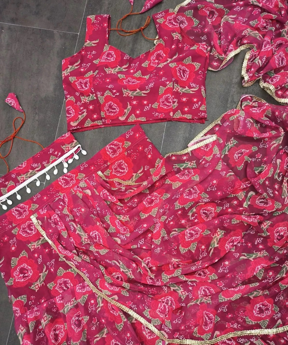 Georgette With Digital Print Lehenga Blouse With Blouse