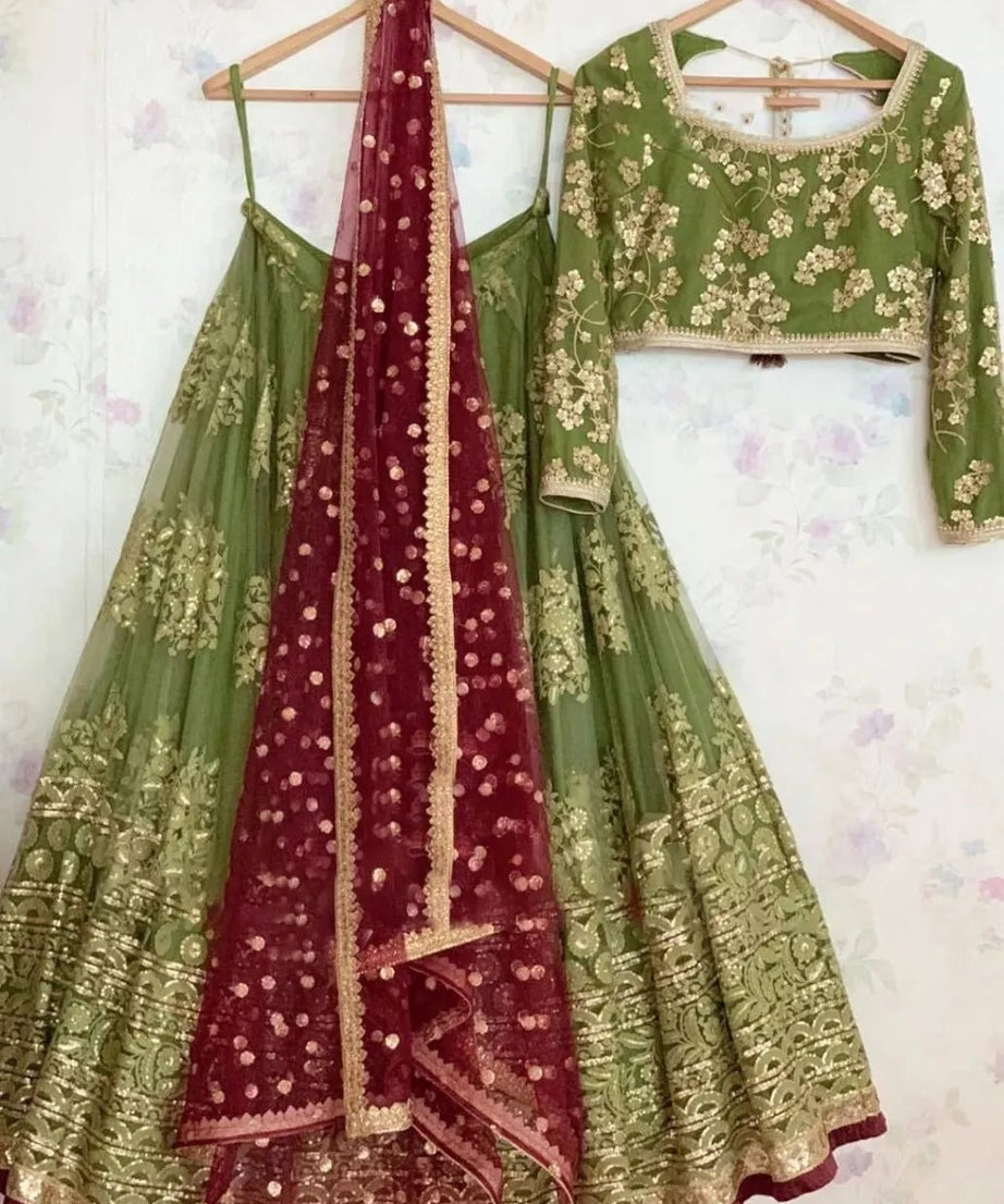 Indian Wedding Ethnic Net With Sequence Work  Lehenga Choli  & Blouse