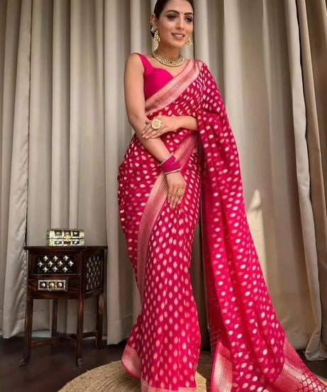 Banarasi Soft Silk Yellow Sari & Blouse