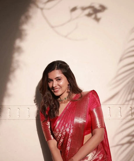 Traditional Banarasi Soft Silk, Wedding Wear Designer Sari & Blouse