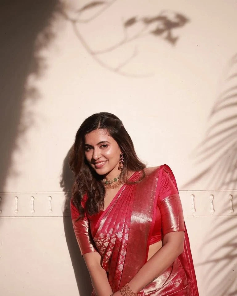 Traditional Banarasi Soft Silk, Wedding Wear Designer Sari & Blouse