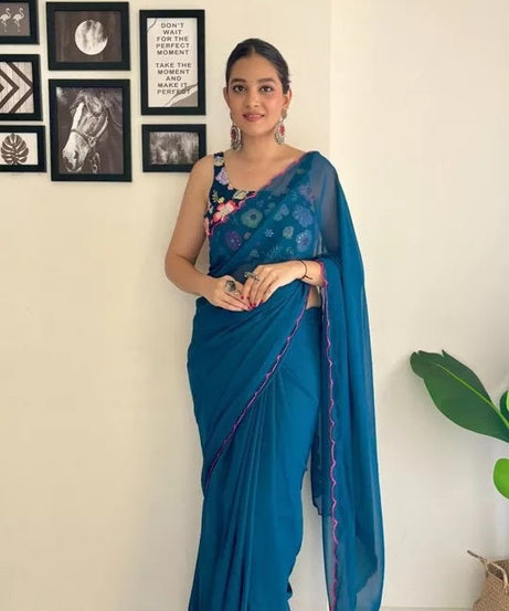 Soft Georgette Silk Saree With Blouse