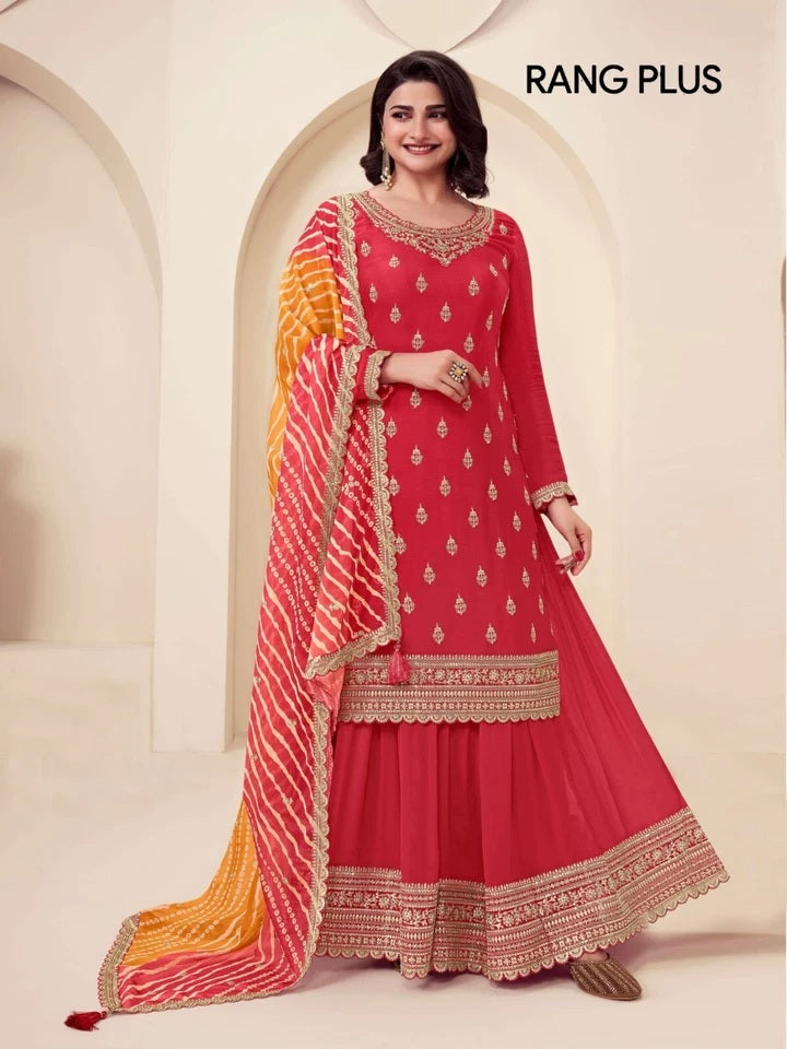 Traditional Designer Heavy Chinon , Wedding Wear Top Bottom, Dupatta