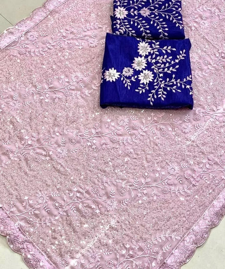 Traditional Classic Stylish Georgette Saree,Party Wedding Wear Sari Blouse