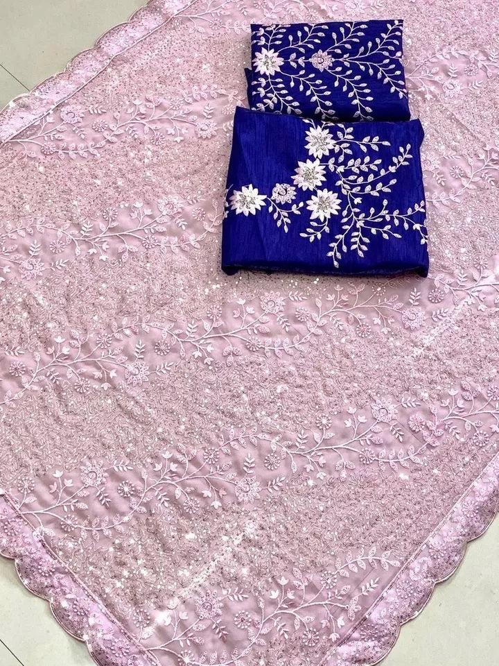 Traditional Classic Stylish Georgette Saree,Party Wedding Wear Sari Blouse