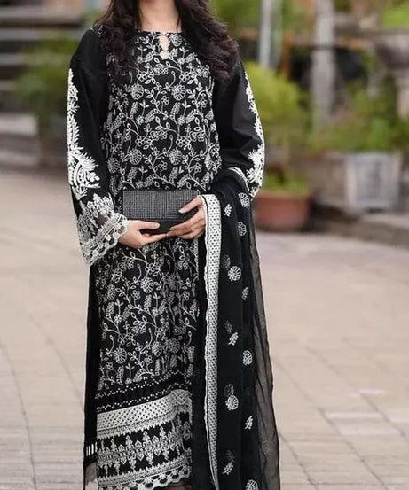 Georgette With Embroidery Work Pakistani Top Bottom With Dupatta