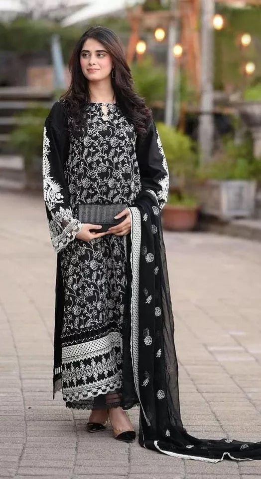 Georgette With Embroidery Work Pakistani Top Bottom With Dupatta