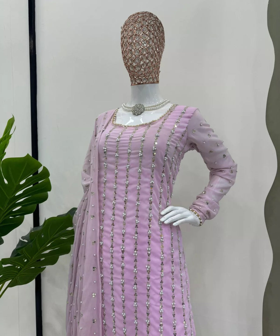 Full Stitched Faux Georgette Top Pant & Dupatta