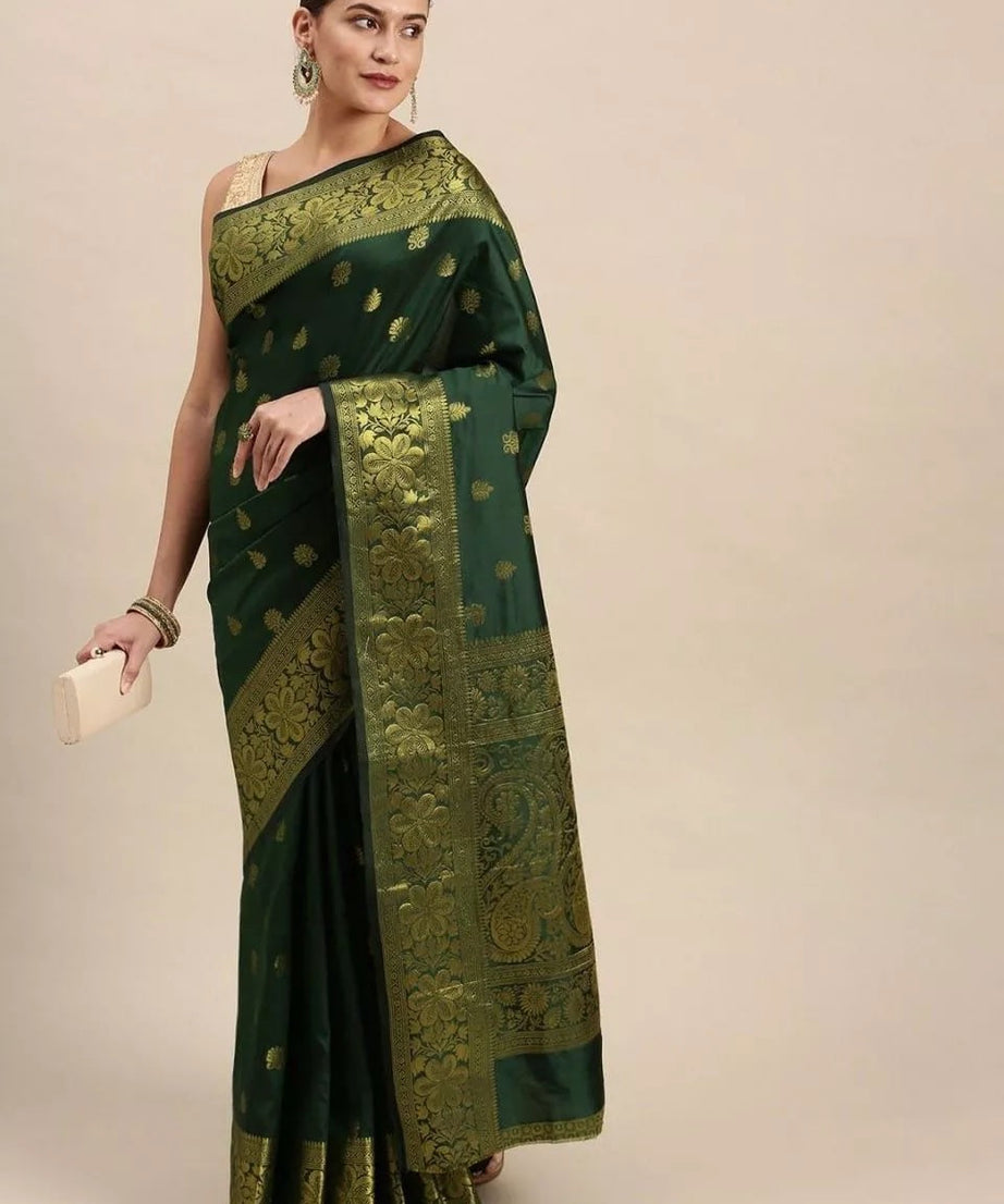 Party Wear Fancy Banarasi Soft Silk Saree For Women's