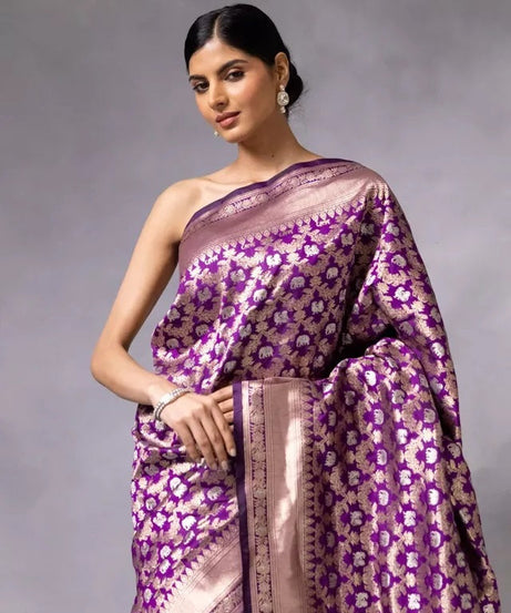 Banarasi Soft Silk Sari With Blouse