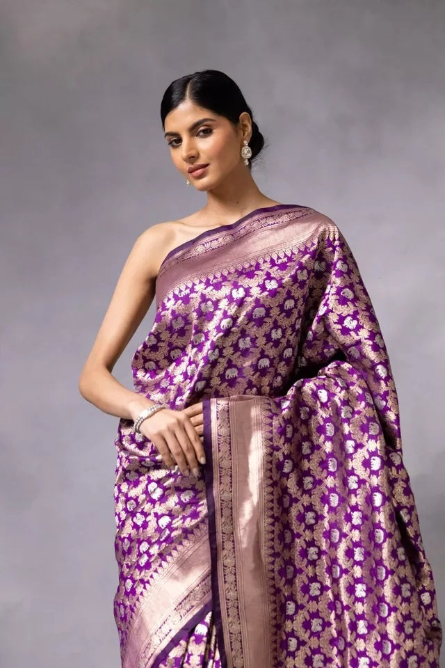 Banarasi Soft Silk Sari With Blouse
