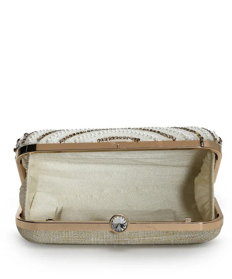 Adorn Embellished Faux Silk Clutch