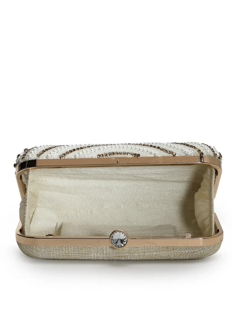 Adorn Embellished Faux Silk Clutch