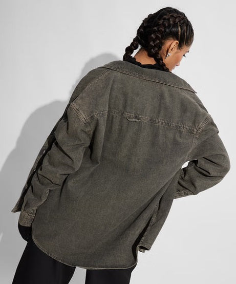 Classic Denim Forest Green Women Boyfriend Shirts