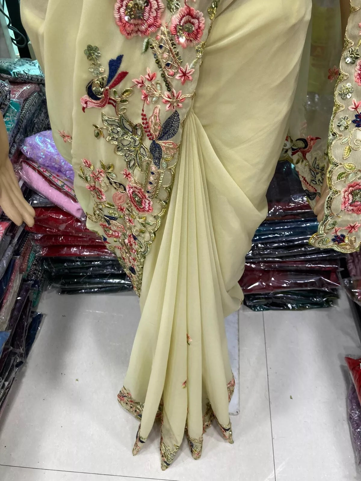 Georgette With Embroidery Work  Designer Sari & Blouse