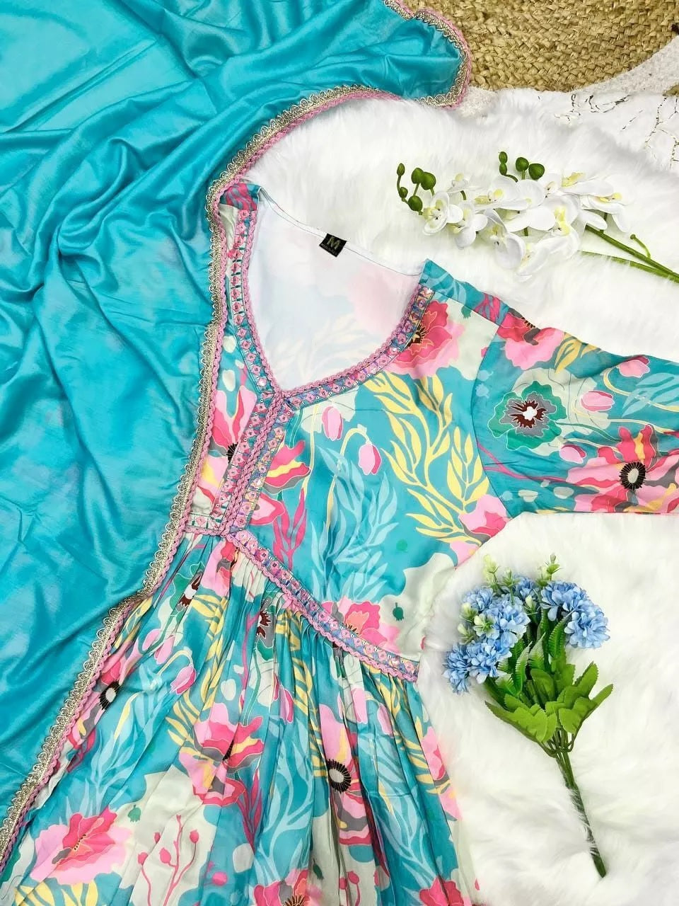 Full Stitched Muslin With Digital Print Top Pant & Dupatta