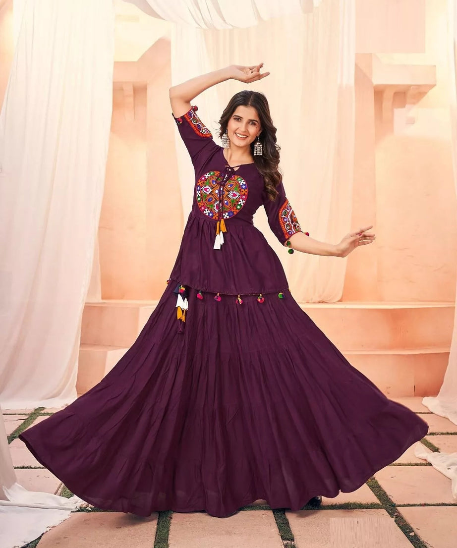 Rayon With Gamthi Work Lehenga Choli
