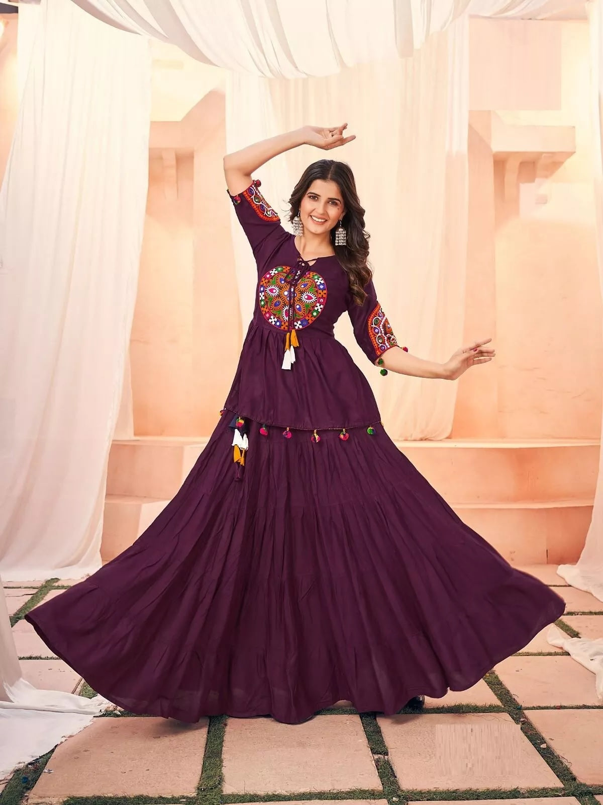 Rayon With Gamthi Work Lehenga Choli
