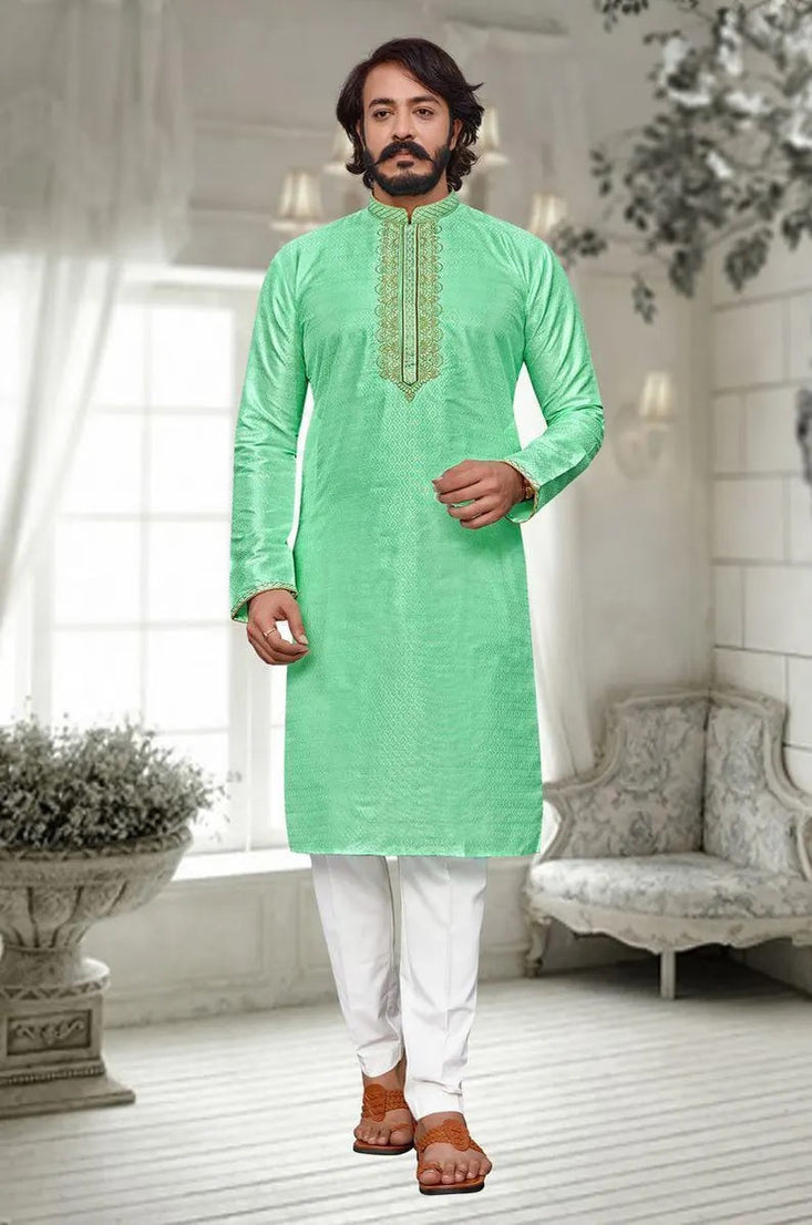 Silk With Embroidery Work Men's Kurta Pajama Set
