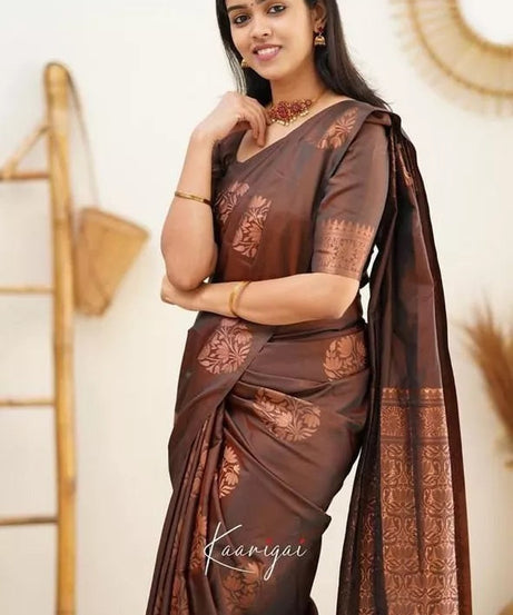 Soft Lichi Silk Rich Pallu Jacquard Work Saree With Blouse