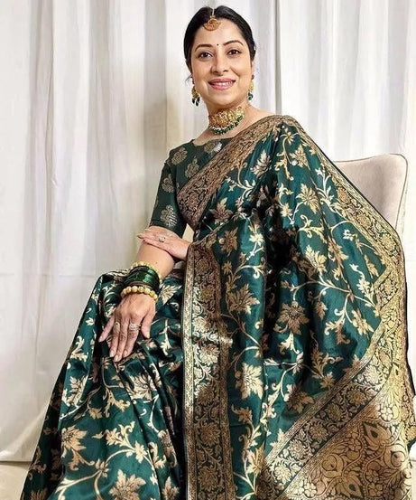 Soft Lichi Silk With Jacquard Work Fancy Saree With Blouse