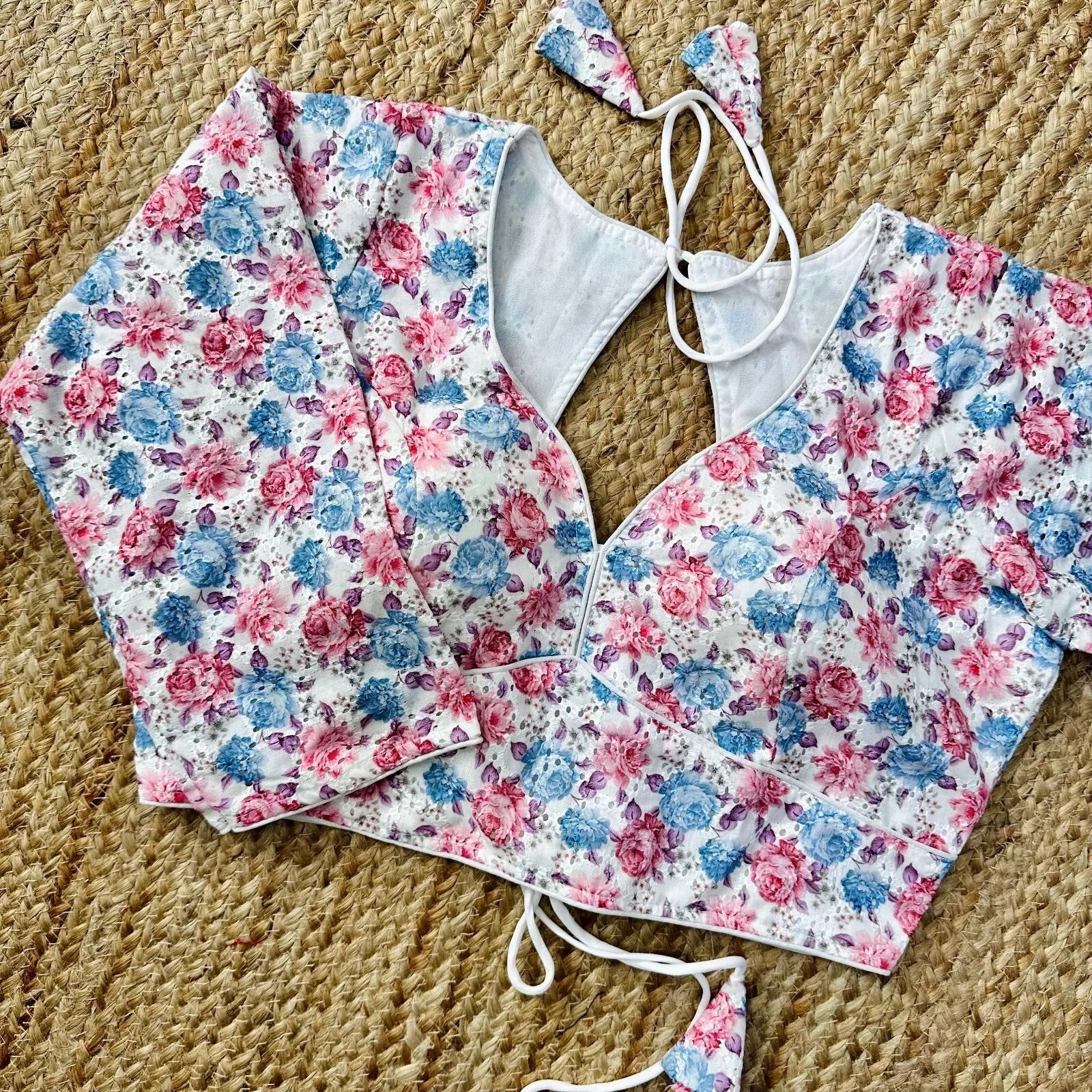 Wedding Hakoba With Flower Print All Over Blouse Choli