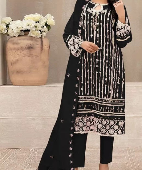 Georgette With Embroidery Sequence Work Top Bottom Dupatta