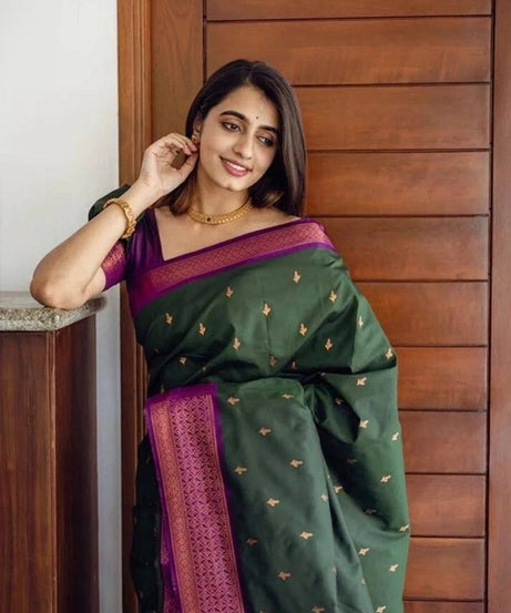 Banarasi Soft Silk Wedding Saree With Jacquard Border Blouse fancy Saree11-KT