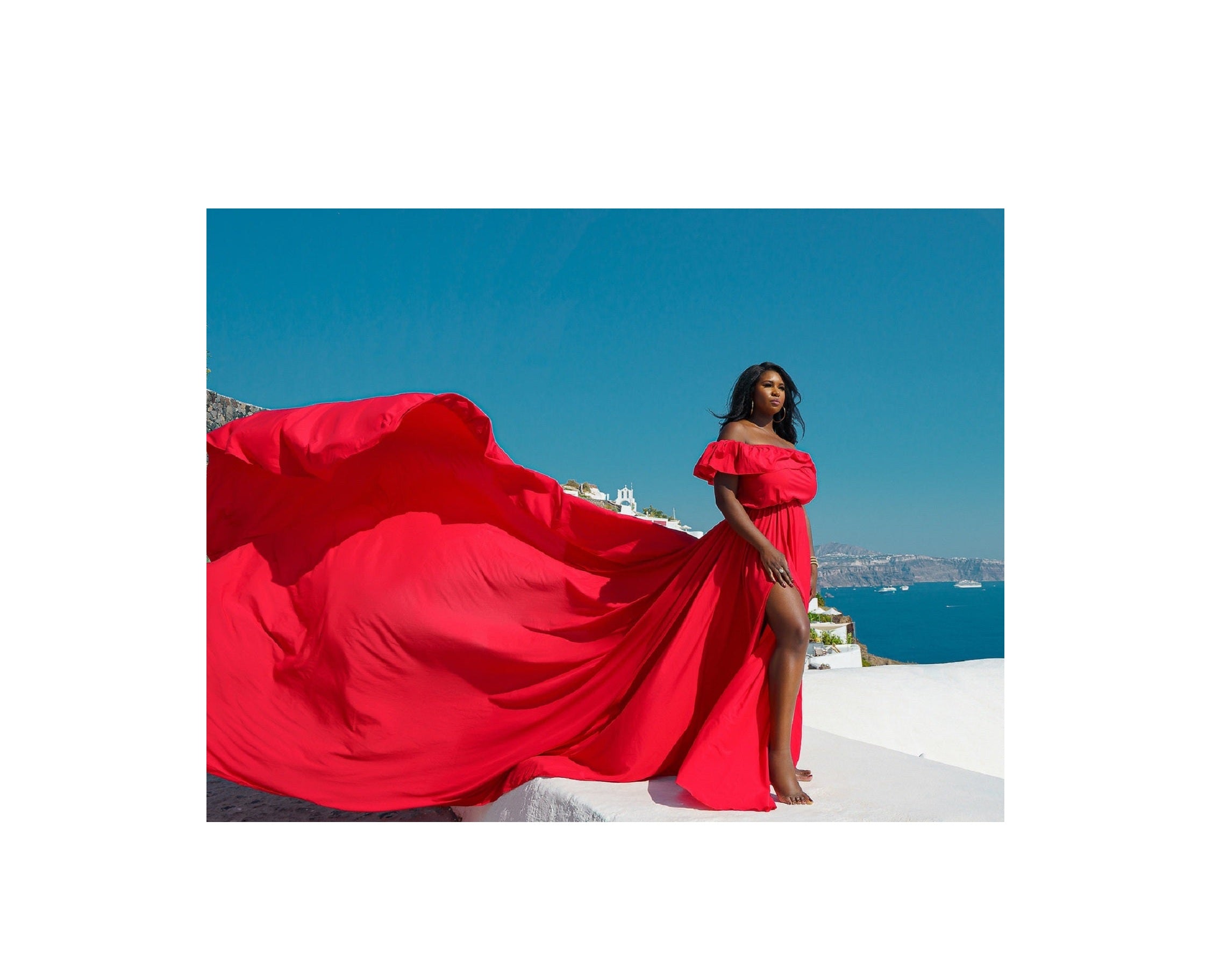 Long Flying Satin Dress For Photoshoot, Dress for Wedding