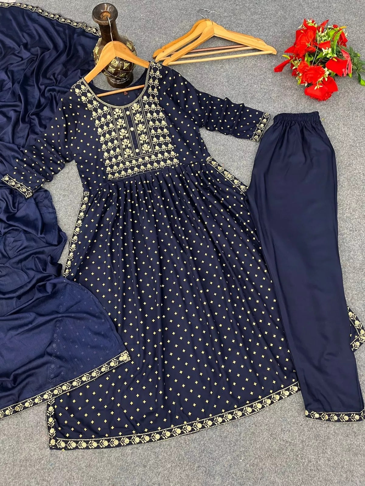 Chinon With Embroidery Work  Salvar Kameez With Dupatta