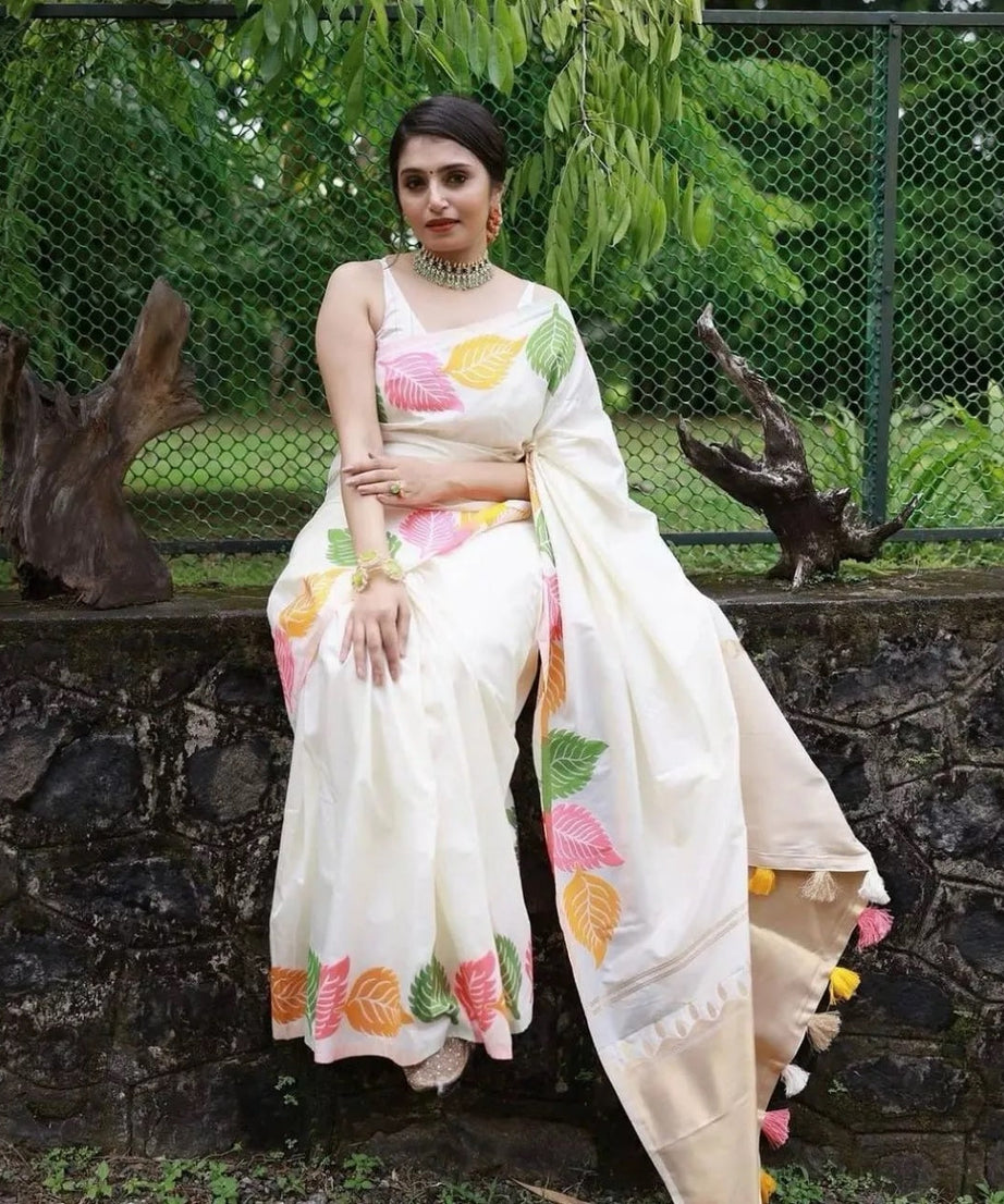 Luxurious Red Banarasi Silk Saree with Heavy Zari Border Sari & Blouse