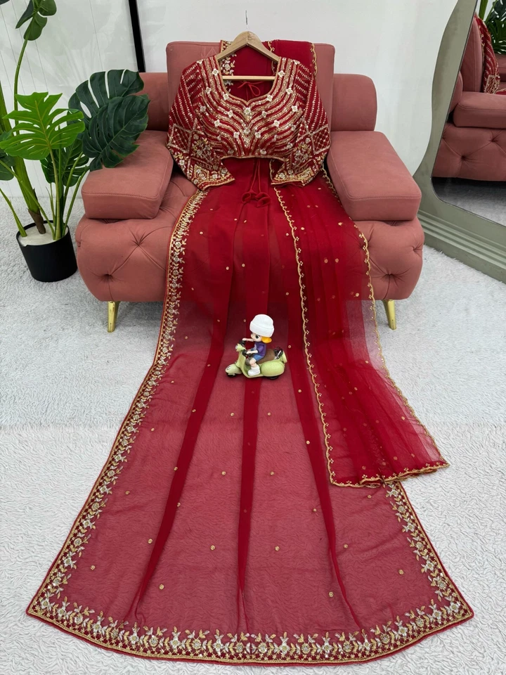 Faux Georgette Designer Traditional Saree Blouse With Dupatta 11-KD