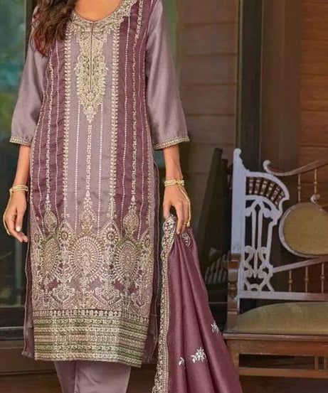 Heavy Vichitra With Embroidery Work Pakistani Top Bottom & Dupatta